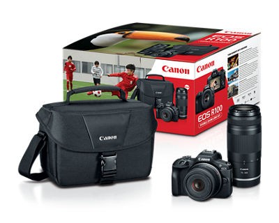 Canon EOS R100 Mirrorless Camera with RF-S 18-45mm F4.5-6.3 IS STM and RF 75-300mm F4-5.6 Lenses - 6052C111