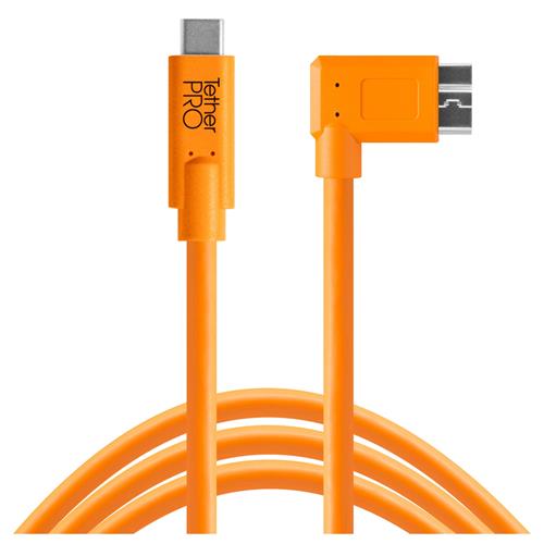 Tether Tools TetherPro USB-C to 3.0 Micro-B Right Angle Cable High-Visibility Orange