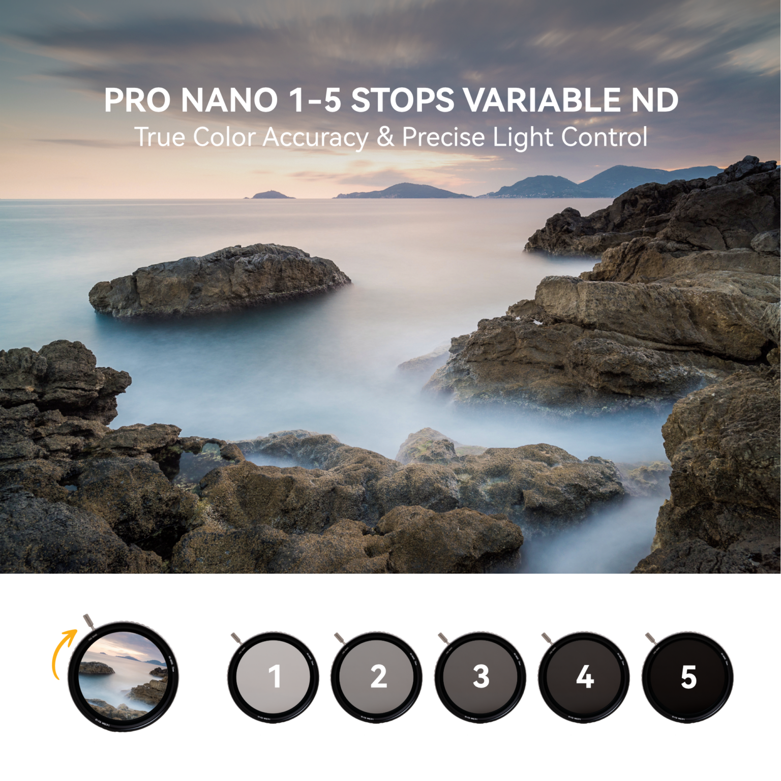 NiSi 82mm ND-VARIO Pro Nano 1.5–5 Stops Enhanced Variable ND Filter
