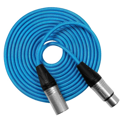 Kondor Blue Professional XLR Audio Cable (Male to Female, 5ft / 10ft / 25ft, Braided)